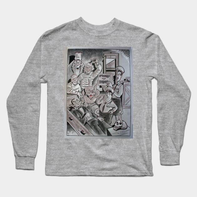 Abbot & Costello & the Classic Creatures Long Sleeve T-Shirt by BennettBlackLight